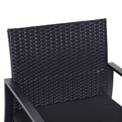 Nancy's Taylor Tuinset - Bistroset -Zitgroep - 2 Stoelen - 1 Tafel - 3-delig - Kussens - Polyrotan - Zwart