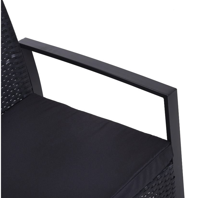 Nancy's Taylor Tuinset - Bistroset -Zitgroep - 2 Stoelen - 1 Tafel - 3-delig - Kussens - Polyrotan - Zwart