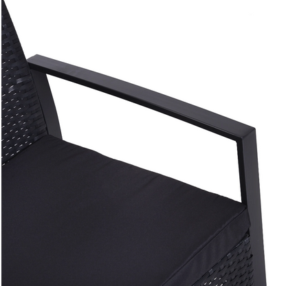 Nancy's Taylor Tuinset - Bistroset -Zitgroep - 2 Stoelen - 1 Tafel - 3-delig - Kussens - Polyrotan - Zwart