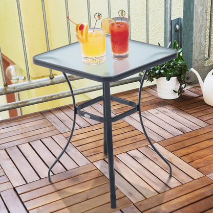 Nancy's Montebello Garden Table - Glass Table - Bistro Table - Balcony Table - Black - Metal - Tempered Glass - 68.5 x 68.5 cm