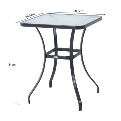 Nancy's Montebello Tuintafel - Glazen Tafel - Bistrotafel - Balkontafel - Zwart - Metaal - Gehard Glas - 68.5 x 68.5 cm