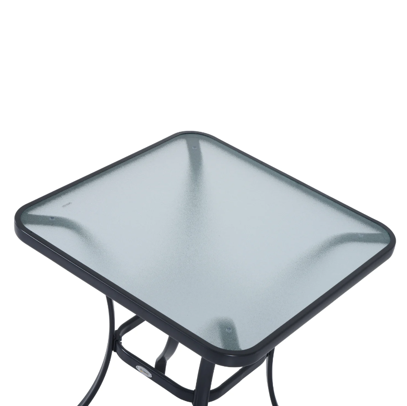 Nancy's Montebello Garden Table - Glass Table - Bistro Table - Balcony Table - Black - Metal - Tempered Glass - 68.5 x 68.5 cm