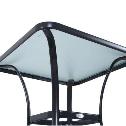 Nancy's Montebello Garden Table - Glass Table - Bistro Table - Balcony Table - Black - Metal - Tempered Glass - 68.5 x 68.5 cm