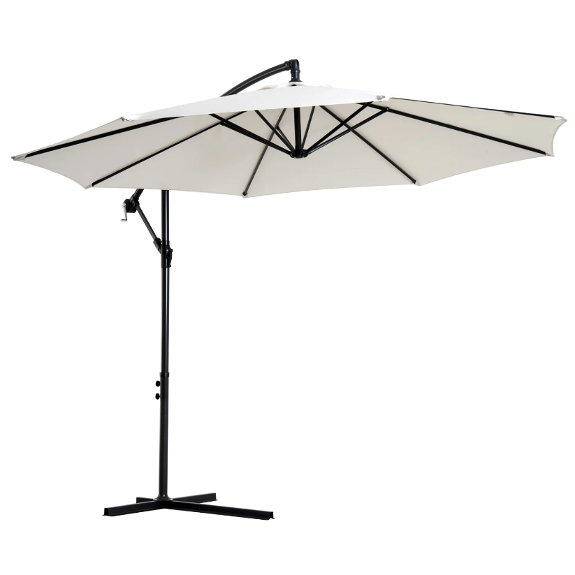 Nancy's Spring Zweefparasol - Zonwering - Parasol - Handslinger - Rond - Staal - Crème/Grijs/Groen - 300 cm