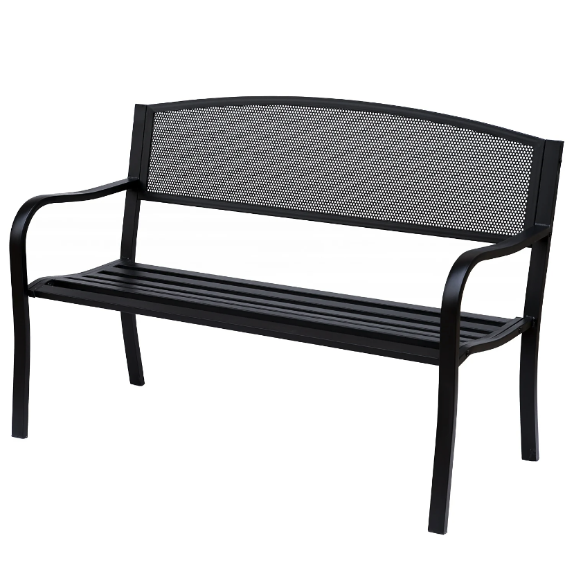 Nancy's Oakton Garden Bench - 2-Seater Bench - Black - Grid - Steel - Ergonomic - 127 x 60 x 87 cm