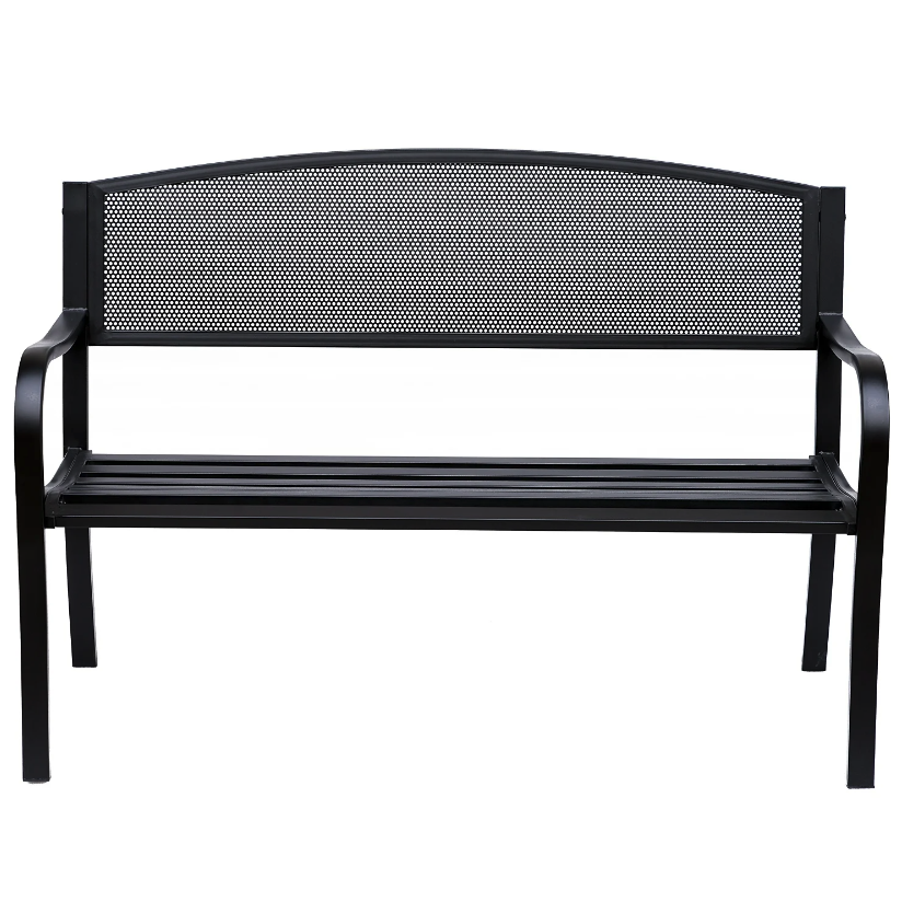 Nancy's Oakton Tuinbank - 2-Zits Bank - Zwart - Staal - ± 130 x 60 x 90 cm