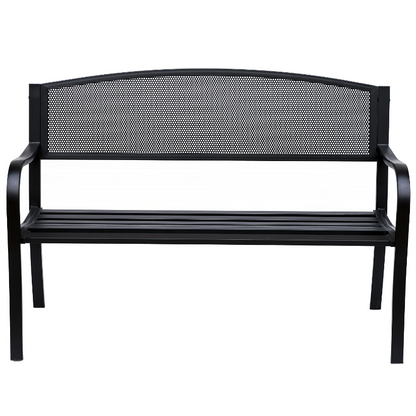 Nancy's Oakton Tuinbank - 2-Zits Bank - Zwart - Staal - ± 130 x 60 x 90 cm