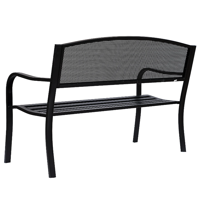 Nancy's Oakton Tuinbank - 2-Zits Bank - Zwart - Staal - ± 130 x 60 x 90 cm