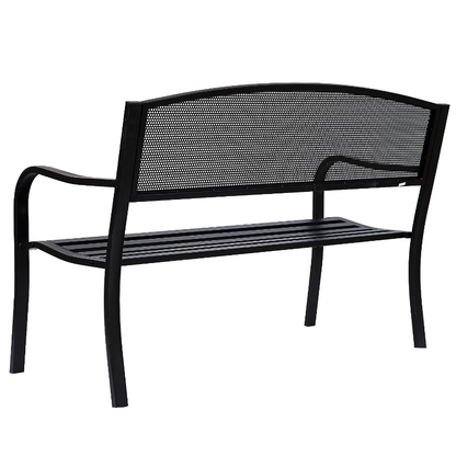 Nancy's Oakton Tuinbank - 2-Zits Bank - Zwart - Staal - ± 130 x 60 x 90 cm