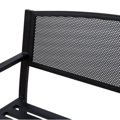 Nancy's Oakton Tuinbank - 2-Zits Bank - Zwart - Staal - ± 130 x 60 x 90 cm