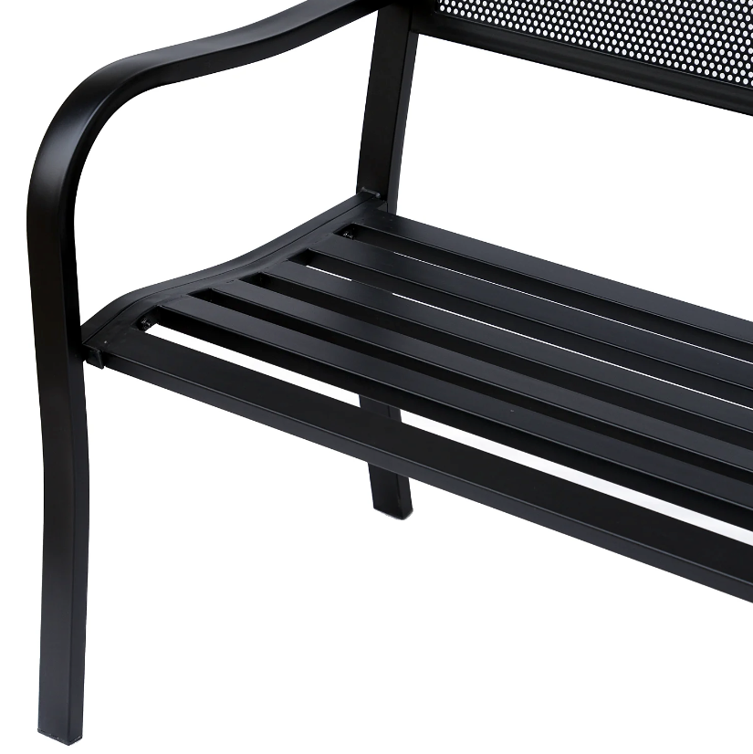 Nancy's Oakton Tuinbank - 2-Zits Bank - Zwart - Staal - ± 130 x 60 x 90 cm