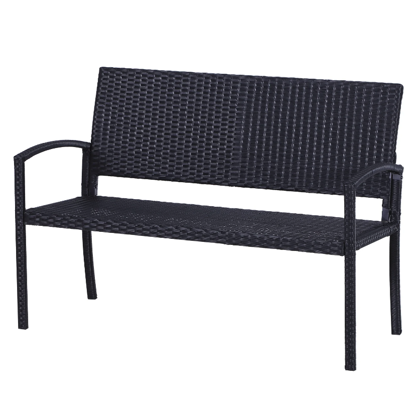 Nancy's Tucker Tuinbank - 2-Zits Bank - Bankje - Rotan - Zwart - ± 120 x 60 x 90 cm