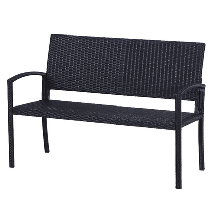 Nancy's Tucker Tuinbank - 2-Zits Bank - Bankje - Rotan - Zwart - ± 120 x 60 x 90 cm