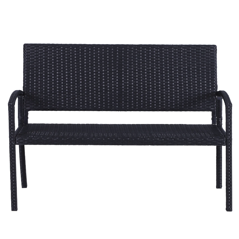 Nancy's Tucker Tuinbank - 2-Zits Bank - Bankje - Rotan - Zwart - ± 120 x 60 x 90 cm