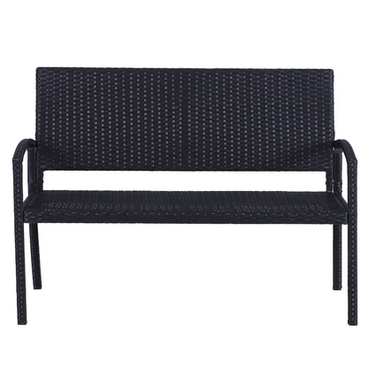 Nancy's Tucker Tuinbank - 2-Zits Bank - Bankje - Rotan - Zwart - ± 120 x 60 x 90 cm