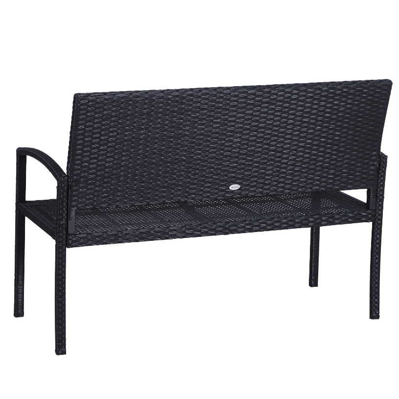 Nancy's Tucker Tuinbank - 2-Zits Bank - Bankje - Rotan - Zwart - ± 120 x 60 x 90 cm