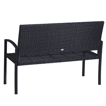 Nancy's Tucker Tuinbank - 2-Zits Bank - Bankje - Rotan - Zwart - ± 120 x 60 x 90 cm