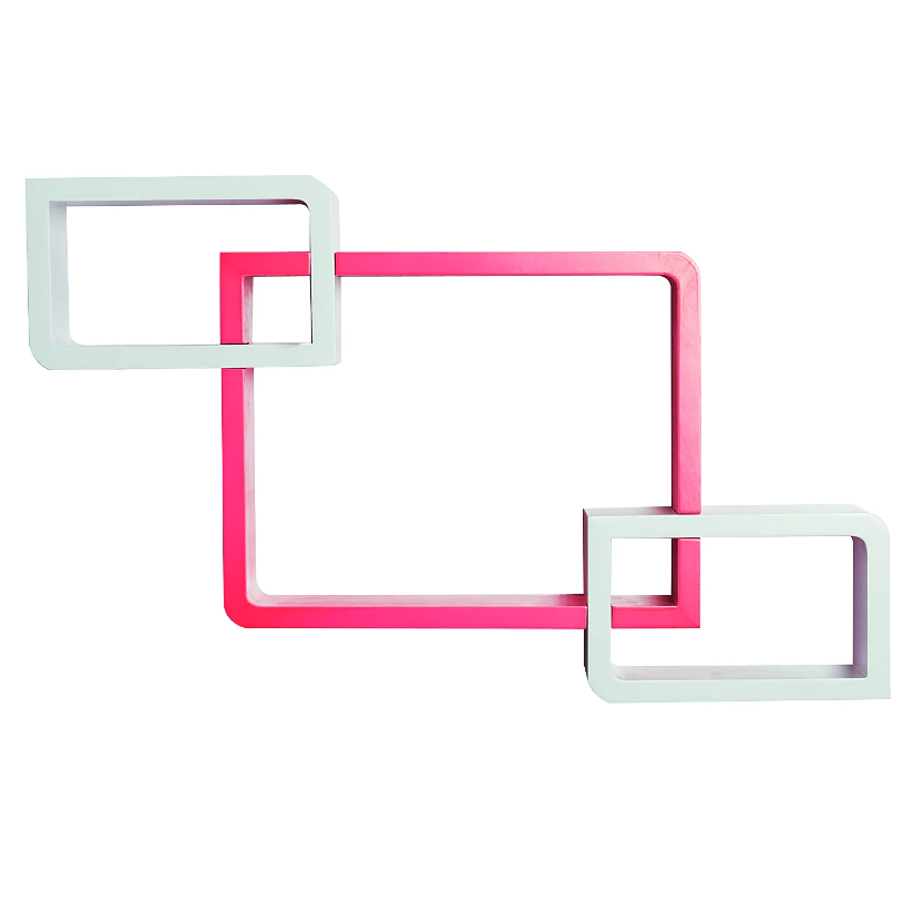 Nancy's Kearns Wandplank - Hangplank - Opbergruimte - Drie Vakken - MDF - Waterafstotend - Roze - Wit - 38 x 12 x 30 cm / 24 x 12 x 15 cm