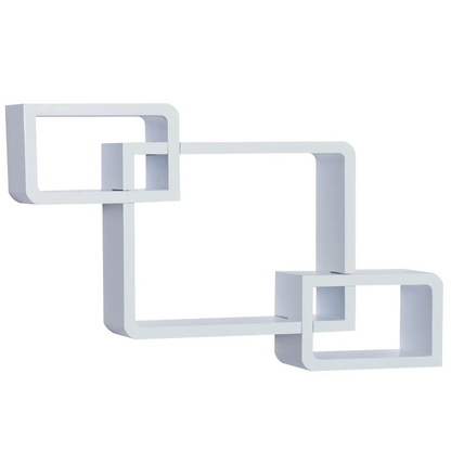 Nancy's Kearns Wandplank - Hangplank - Opbergruimte - Drie Vakken - MDF - Waterafstotend - Roze - Wit - 38 x 12 x 30 cm / 24 x 12 x 15 cm