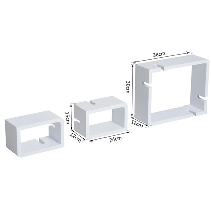 Nancy's Kearns Wandplank - Hangplank - Opbergruimte - Drie Vakken - MDF - Waterafstotend - Roze - Wit - 38 x 12 x 30 cm / 24 x 12 x 15 cm