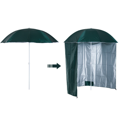 Nancy's Addison Parasol - Parasol de plage - Paroi latérale - Vert - 2 pièces - Polyester - Hydrofuge - Paroi latérale amovible - Ø 220 cm