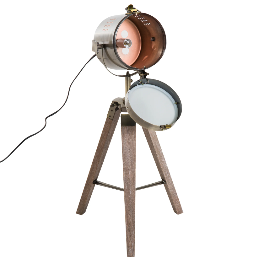 Lampe de table Estero de Nancy - Lampe de bureau - Trépied - Design rétro - Lampe de studio - E14 - 25W - Sans ampoule - Bronze