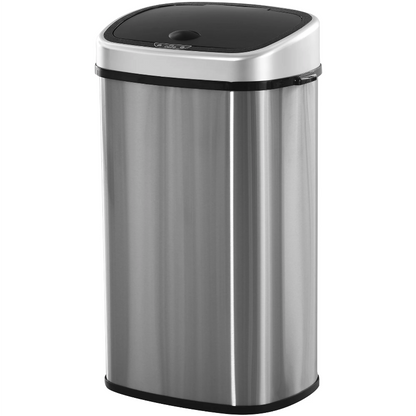 Nancy's Ridgecrest Prullenbak - 48/58 Liter -  Vuilnisbak - Automatische Vuilnisbak - Infrarood Sensor - Zilver - 40.9 x 28.9 x 68 cm