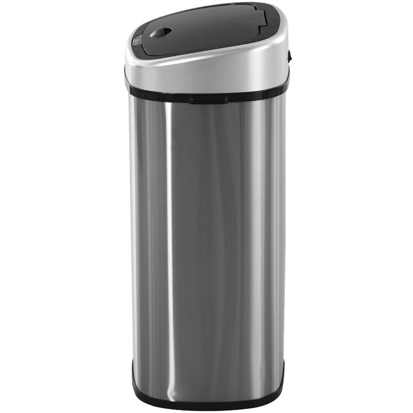 Nancy's Ridgecrest Prullenbak - 48/58 Liter -  Vuilnisbak - Automatische Vuilnisbak - Infrarood Sensor - Zilver - 40.9 x 28.9 x 68 cm