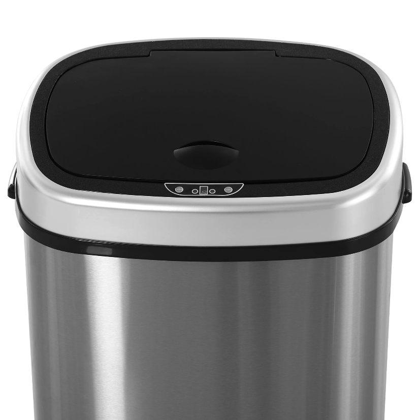 Nancy's Ridgecrest Prullenbak - 48/58 Liter -  Vuilnisbak - Automatische Vuilnisbak - Infrarood Sensor - Zilver - 40.9 x 28.9 x 68 cm