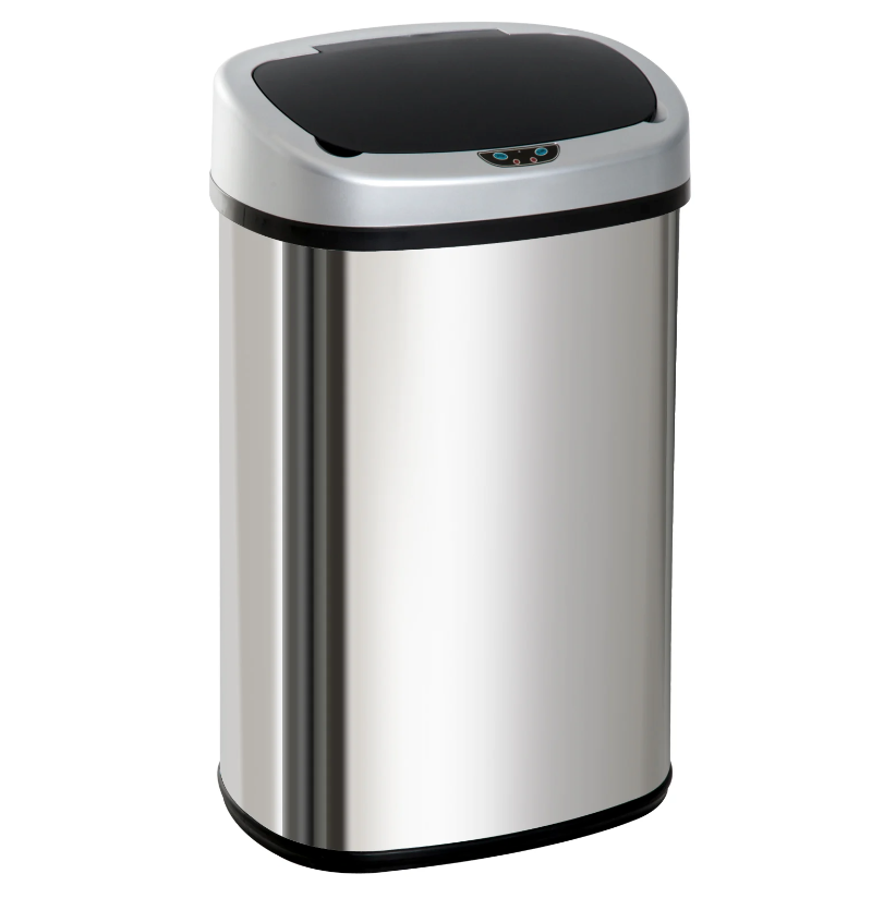 Nancy's Ridgecrest Prullenbak - 48/58 Liter -  Vuilnisbak - Automatische Vuilnisbak - Infrarood Sensor - Zilver - 40.9 x 28.9 x 68 cm