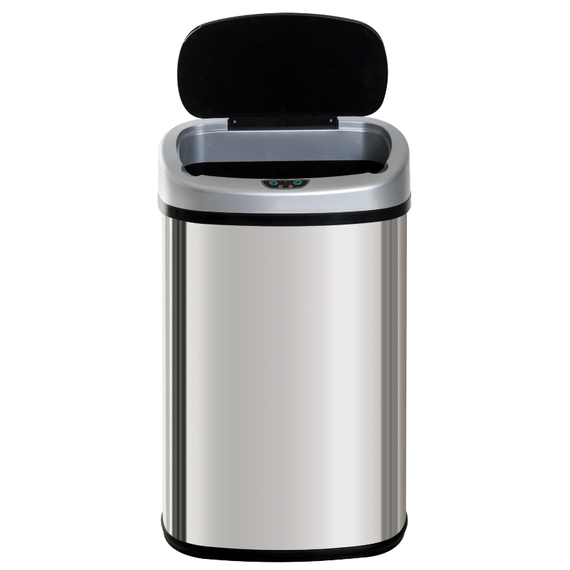 Nancy's Ridgecrest Prullenbak - 48/58 Liter -  Vuilnisbak - Automatische Vuilnisbak - Infrarood Sensor - Zilver - 40.9 x 28.9 x 68 cm