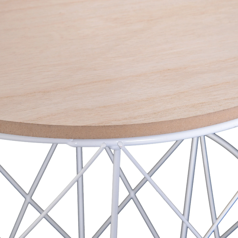 Nancy's Westlake Salontafels - Set Van 2 - Bijzettafels - Naturel / Wit - MDF / Staal