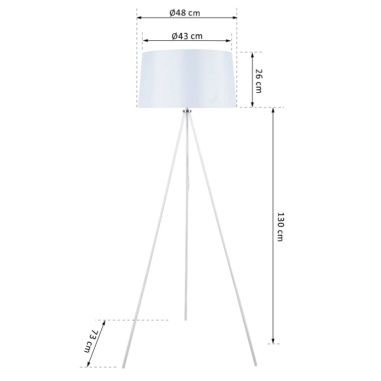 Nancy's Redan Vloerlamp - Sfeerverlichting - Driepoot - 40W - Scandinavisch - Wit - Stof - Metaal - 48 x 48 x 156 cm