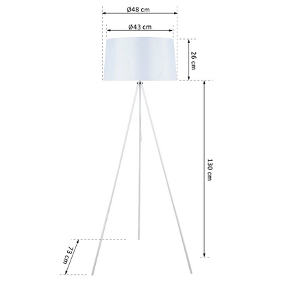 Nancy's Redan Vloerlamp - Sfeerverlichting - Driepoot - 40W - Scandinavisch - Wit - Stof - Metaal - 48 x 48 x 156 cm