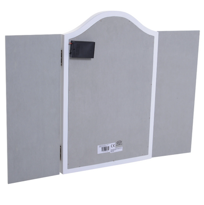 Nancy's Lawndale Make-Up Spiegel - Cosmeticaspiegel - 16 LED Lichtjes - Batterijen - Wit - MDF - 36-73 x 53.5 x 4.5 cm