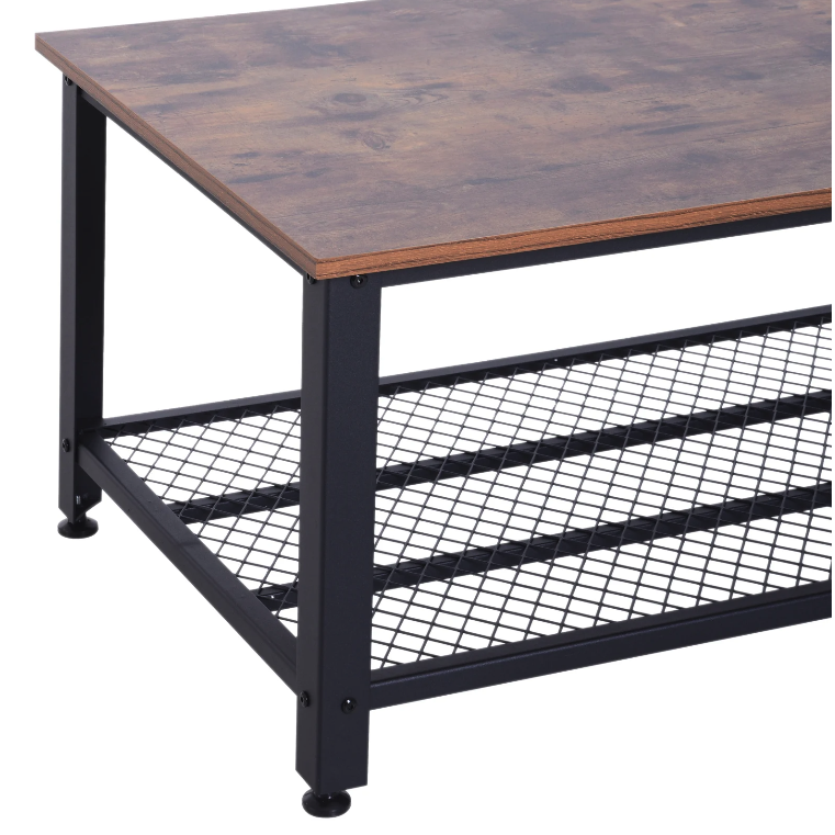 Table basse Nancy's Uniondale - Table basse - Table d'appoint - Étagère de rangement - Métal - MDF - Noir - 106 x 60 x 45 cm 