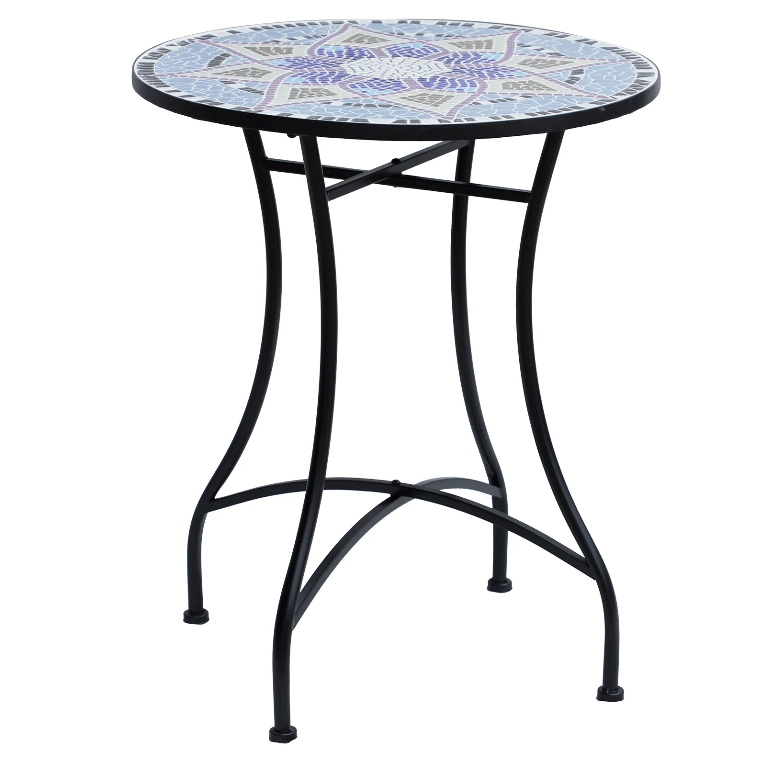 Table de jardin Nancy's Marrero - Table de balcon - Mosaïque - Table de service - Ronde - Acier - Céramique - 60 x 60 x 71 cm 
