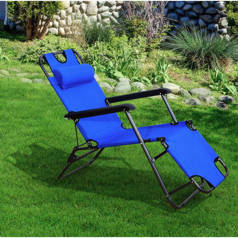 Nancy's Fountain Lounger - Lounger - Lounge chair - Foldable - Cushion - Metal - Fabric - Blue - 118 x 60 x 80 cm 