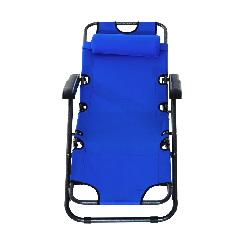 Nancy's Fountain Lounger - Lounger - Chaise longue - Pliable - Coussin - Métal - Tissu - Bleu - 118 x 60 x 80 cm 
