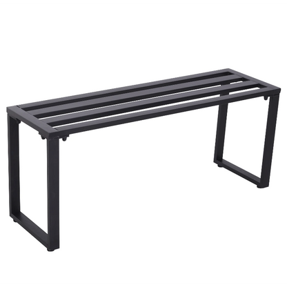 Nancy's Hermiston Tuinset - Partyset - Bierbanken - 3-Delig - Zithoek - Tafel - 2 Banken - Metaal - Zwart - 110 x 55 x 70 cm