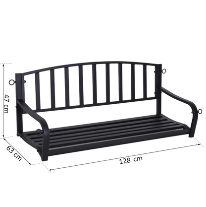Nancy's Dunn Hangbank - Tuinbank - Schommel - 2-Zits - Kettingen - Metaal - Zwart - ± 130 x 60 x 50 cm