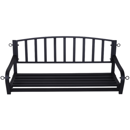 Nancy's Dunn Hangbank - Tuinbank - Schommel - 2-Zits - Kettingen - Metaal - Zwart - ± 130 x 60 x 50 cm