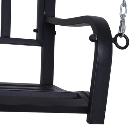 Nancy's Dunn Hangbank - Tuinbank - Schommel - 2-Zits - Kettingen - Metaal - Zwart - ± 130 x 60 x 50 cm