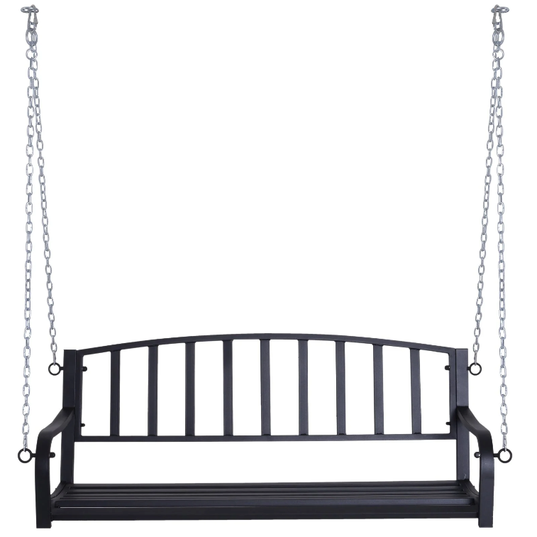 Nancy's Dunn Hangbank - Tuinbank - Schommel - 2-Zits - Kettingen - Metaal - Zwart - ± 130 x 60 x 50 cm