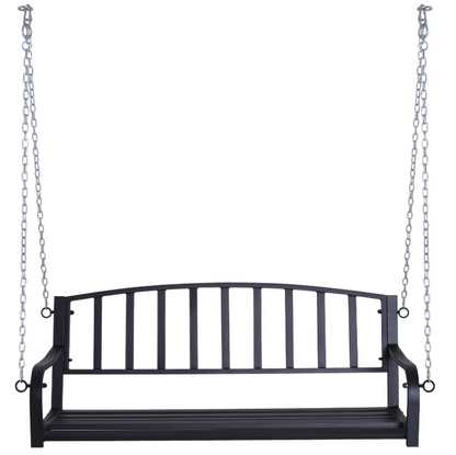 Nancy's Dunn Hanging Bench - Garden Bench - Swing - 2-Seater - Chains - Metal - Black - 128 x 63 x 47 cm