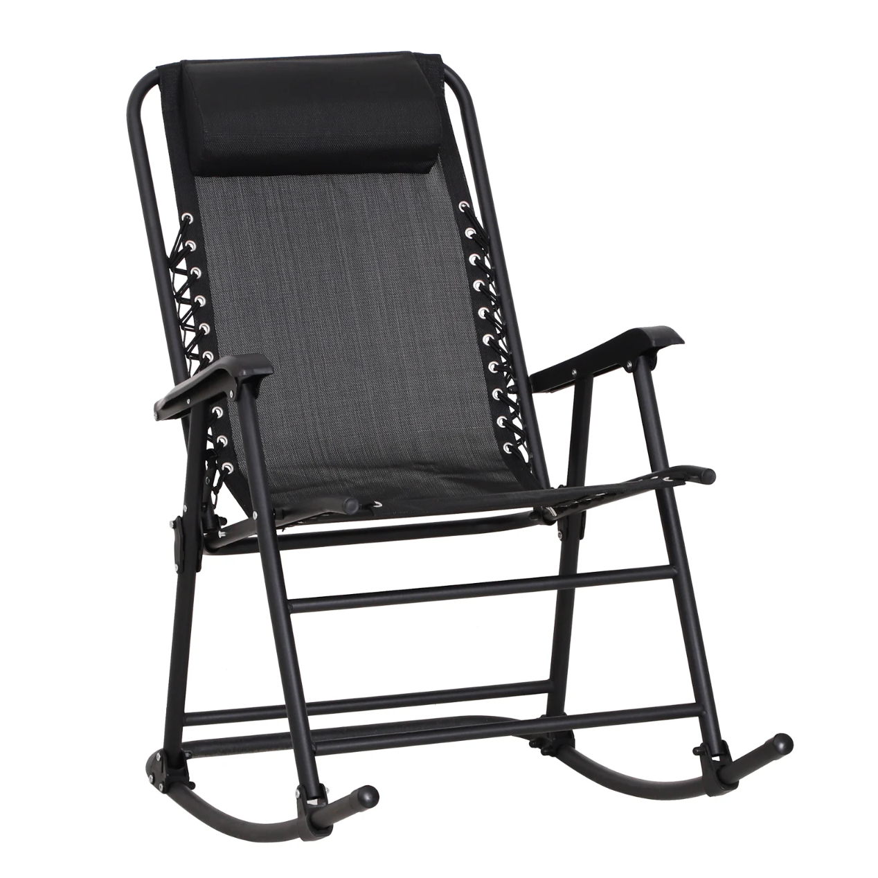 Nancy's Melrose Rocking Chair - Lounger - Garden Chair - Foldable - Black - Cushion - 90 x 64 x 110 cm 
