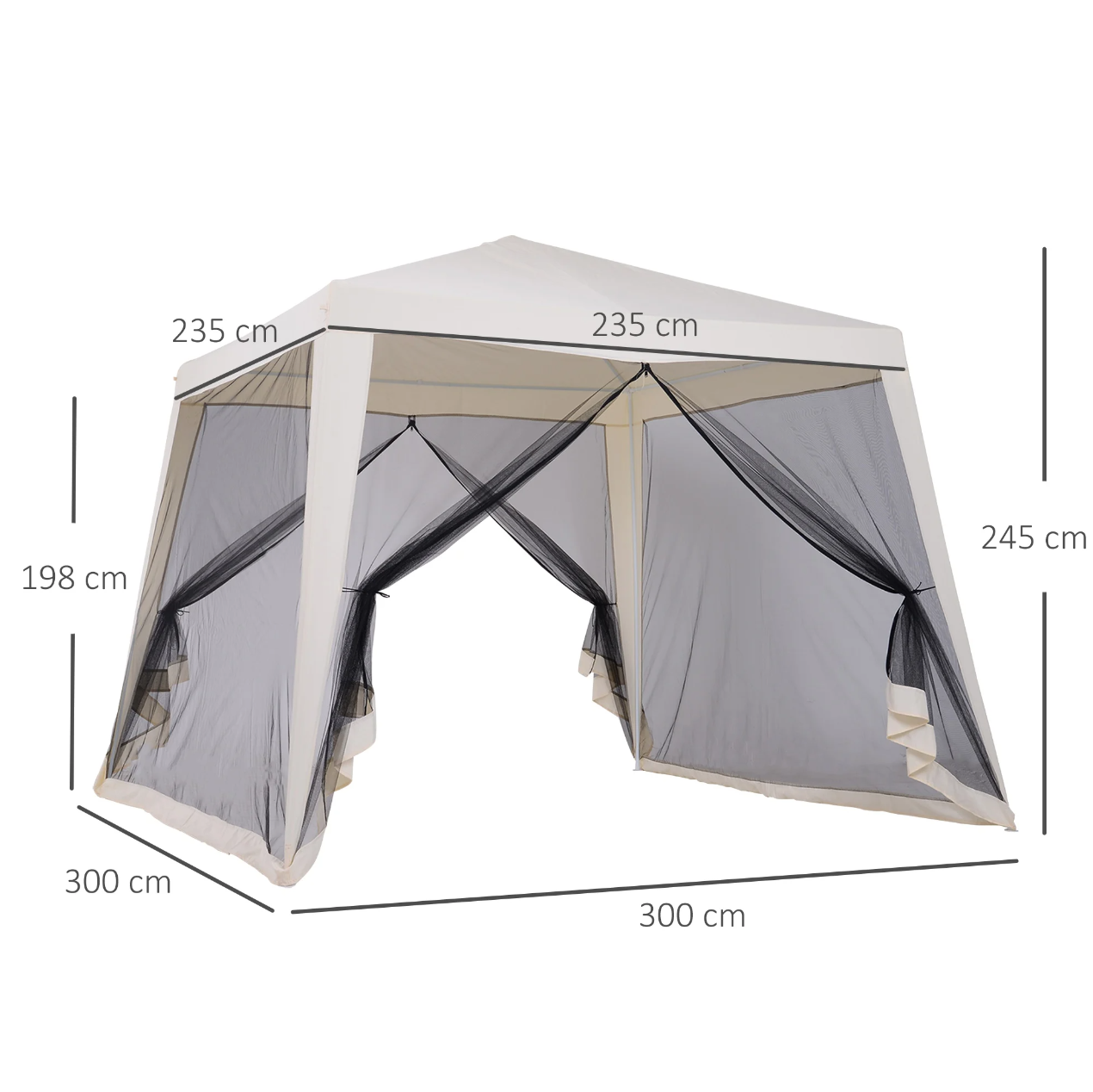 Nancy's Tualatin Partytent - Tuinpaviljoen - Zijwanden - Weerbestendig - Klamboe - Tent - Beige - 3 x 3 m