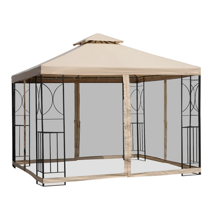 Nancy's Fridley Paviljoen - Partytent - Pergola - Weersbestendig - Zijwanden - Beige - Zwart - ± 300 x 300 cm