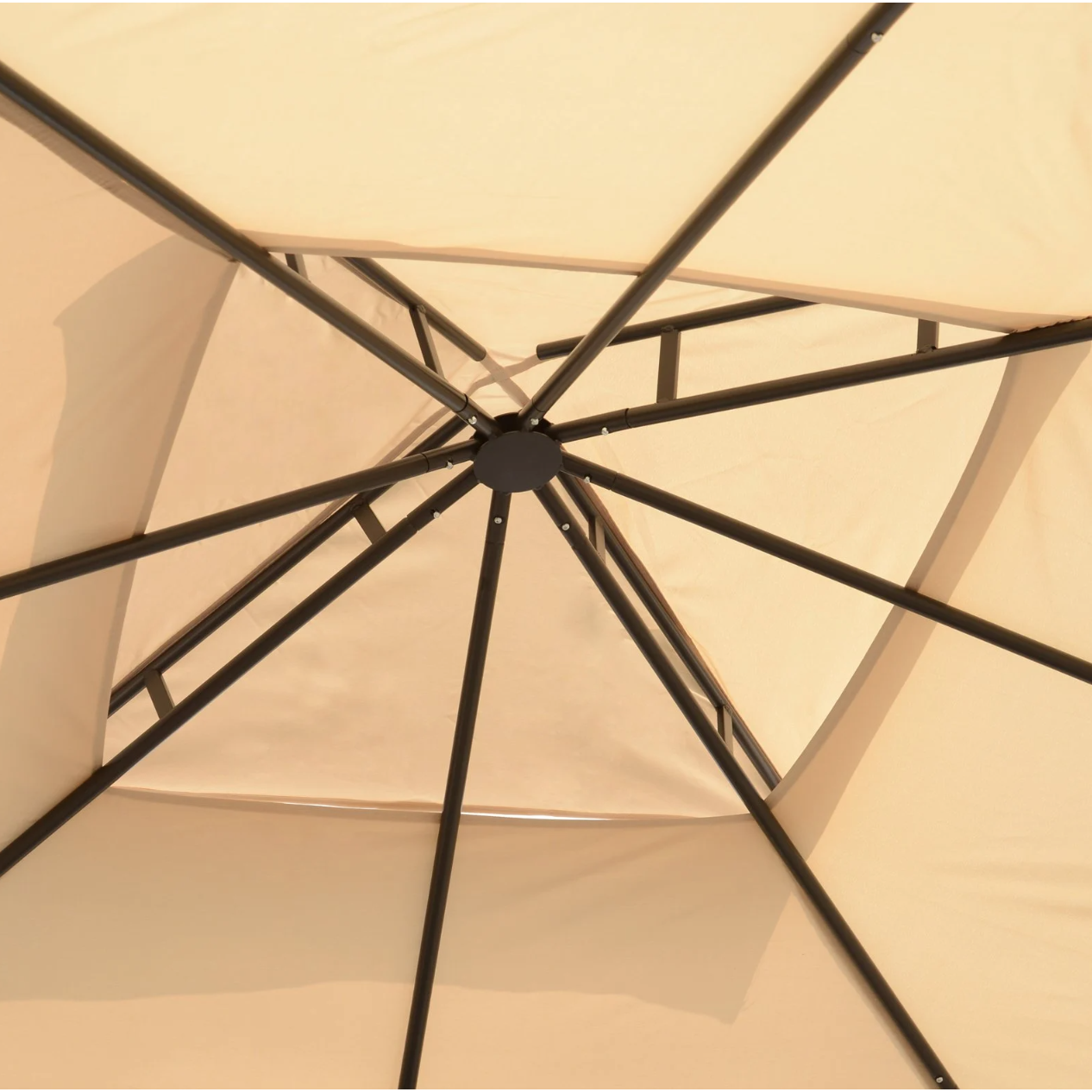 Tente de fête Nancy's Fridley - Pavillon - Résistant aux intempéries - Parois latérales - Beige - Noir - Métal - Polyester - L300 x L300 x H278 cm