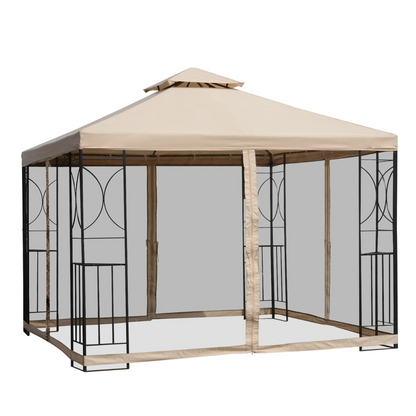 Nancy's Fridley Paviljoen - Partytent - Pergola - Weersbestendig - Zijwanden - Beige - Zwart - ± 300 x 300 cm